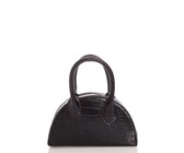 Fino Pu Leather Tote and Removable Pom & Purse Set - Black