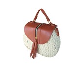 Fino Weave Woven Straw Beach Shopping Bag With Wooden Handle 5 Piece HY05642