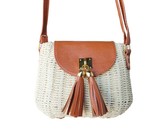 Fino Weave Woven Straw Beach Shopping Bag With Wooden Handle 5 Piece HY05642