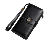 Fino Pu Leather Tote and Removable Pom & Purse Set - Black