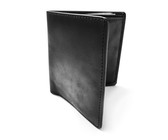 100% Genuine Leather Slim Bifold Credit Card Minimalist Wallet - Black