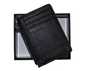 Genuine Leather Minimalist Wallet With Magnetic Money Clip RFID Blocking