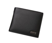 100% Genuine Leather Slim Bifold Credit Card Minimalist Wallet - Black