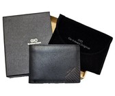 100% Genuine Leather Slim Bifold Credit Card Minimalist Wallet - Black