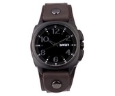 Gents Soviet Black Leather Black Dial Watch - SSH005 - 02