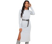 I Saw it First - Ladies Grey Long Sleeve Midi Sweater Dress