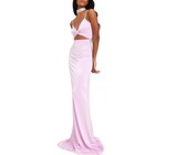 Quiz Ladies Navy Mesh Halterneck Maxi Dress