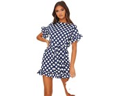 I Saw it First - Ladies Blue Double Layer Slinky Bardot Ruched Cut Dress