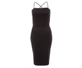 Quiz Ladies Asymmetric Frill Hem Midi Dress - Black