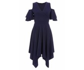 Quiz Ladies Petite Cold Shoulder Dress - Navy