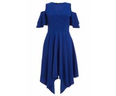 Quiz Ladies Petite Cold Shoulder Dress - Navy