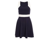 Quiz Ladies Contrast Skater Dress - Navy