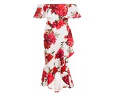 Quiz Ladies Curve Red Floral Midi Dress