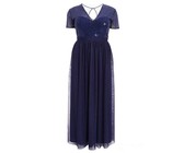 Quiz Ladies Petite Embroidered Dip Hem Dress - Grey