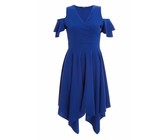 Quiz Ladies Petite Cold Shoulder Dress - Navy