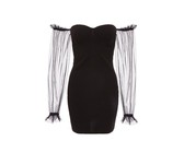 Quiz Ladies Wrap Puff Sleeve Dress - Navy