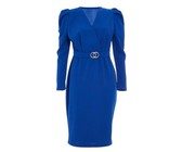 I Saw it First - Ladies Blue Double Layer Slinky Bardot Ruched Cut Dress