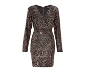 Quiz Ladies Wrap Puff Sleeve Dress - Navy