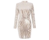 Quiz Ladies Mesh Sweetheart Embellished Dress - Pink