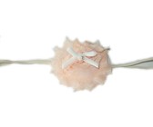 Layered Satin Flower with Pearl Centre on Lace Headband - White