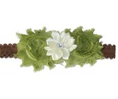 Layered Satin Flower with Pearl Centre on Lace Headband - White