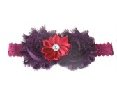 Layered Satin Flower with Pearl Centre on Lace Headband - White