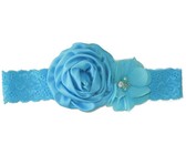 Layered Satin Flower with Pearl Centre on Lace Headband - White
