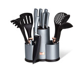 Berlinger Haus 12 Piece Knife Set with Stand and Cutting Board - Black Rose