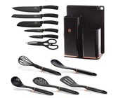 Berlinger Haus 12 Piece Knife Set with Stand and Cutting Board - Black Rose