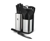 Berlinger Haus 12 Piece Knife Set with Stand and Cutting Board - Black Rose