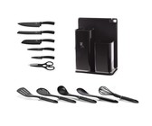 Berlinger Haus 12 Piece Knife Set with Stand and Cutting Board - Black Rose