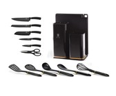 Berlinger Haus 12 Piece Knife Set with Stand and Cutting Board - Black Rose