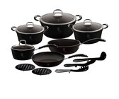 Berlinger Haus 15-Piece Marble Coating Black Professional Line Cookware Set