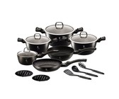 Berlinger Haus 15-Piece Marble Coating Cookware Set - Black-Silver Edition