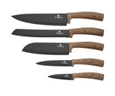 Berlinger Haus 6-Piece Marble Coating Knife Set with Stand - Black Rose