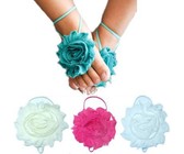 Baby Headbands Girl's Baby Barefoot Sandal 3 Pack Ankle Flower Footsies Mix - Cream, Hot Pink & White