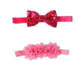 Croshka Designs Set of Two Bow & Flower Headbands in Pink