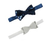 Croshka Designs Set of Two Flower & Bow Headbands in White Colour