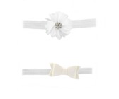 Croshka Designs Set of Two Flower & Bow Headbands in White Colour