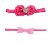 Croshka Designs Set of Two Flower & Bow Headbands in White Colour