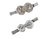 Croshka Designs Set of Two Flower & Bow Headbands in White Colour