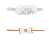 Croshka Designs Set of Two Flower & Bow Headbands in White Colour