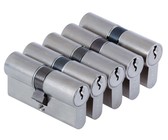 Cisa 60mm Euro Cylinder Nickel, Set of 5 Keyed Alike