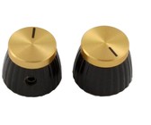 Allparts Amplifier Solid Shaft Marshall Replacement Contol Knob Set with Set Screw (Gold and Brown)