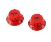 Allparts Guitar Split Shaft Plastic Top Hat Tone Control Knob Set for Fender Stratocaster Style Guitars (Red)