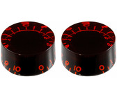 Allparts Guitar Split Shaft Speed Knob Set with Red Tint and 0-10 Indicators (Black and Red)
