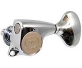 Sperzel Left-Handed Electric Guitar 6 In-Line Locking Machine Heads Set with Locking Knob (Satin Chrome)