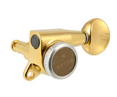 Sperzel Left-Handed Electric Guitar 6 In-Line Locking Machine Heads Set with Locking Knob (Satin Chrome)