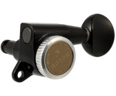 Sperzel Left-Handed Electric Guitar 6 In-Line Locking Machine Heads Set with Locking Knob (Satin Chrome)
