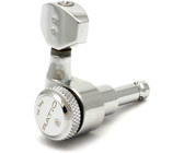 Sperzel Left-Handed Electric Guitar 6 In-Line Locking Machine Heads Set with Locking Knob (Satin Chrome)